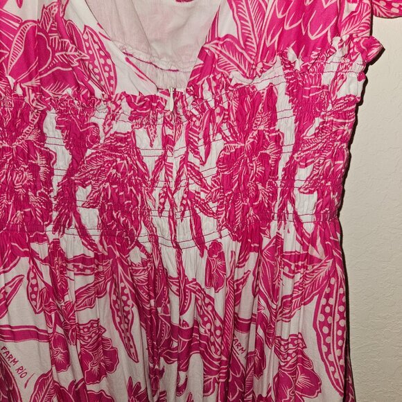 FARM Rio Tropical Woodcut Pink Maxi Dress L - Picture 4 of 9